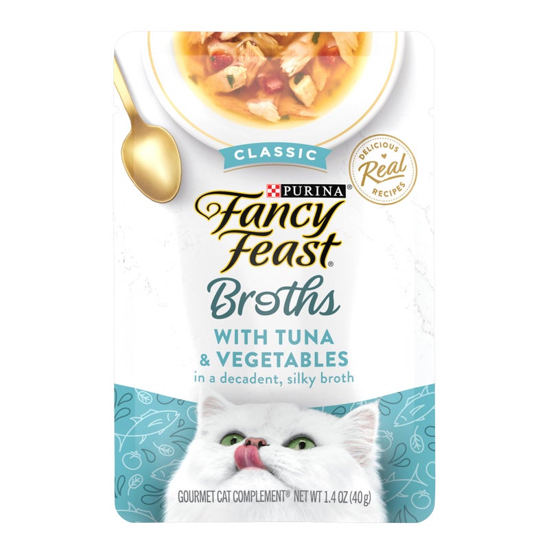 Fancy Feast Purina Fancy Feast Lickable Wet Cat Food Broth Topper Classic Complement Tuna and Vegetable - (Pack of 16) 1.4 oz. Pouches - Image 1