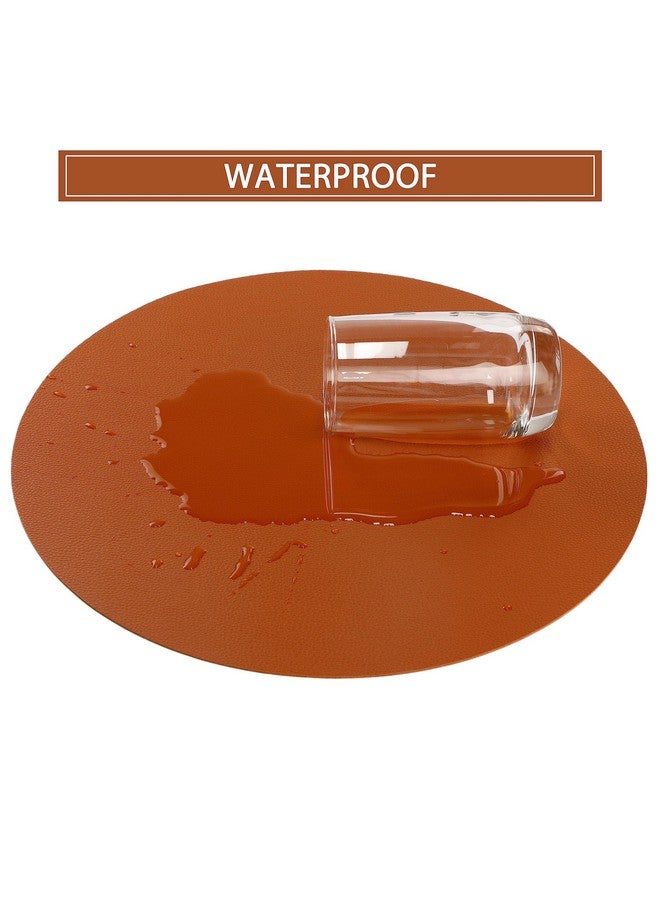 Jovono Wipeable Placemats and Coasters Leather Table Mats Waterproof Heat-Resistant Easy to Clean for Dining Table Set Kitchen Table Set of 6, Brown - Image 3