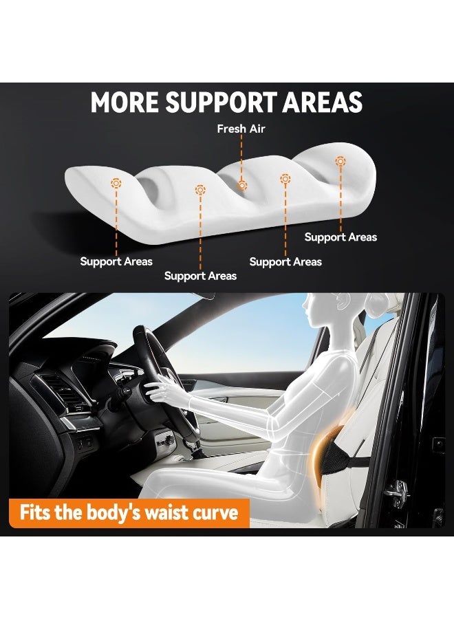 Car Lumbar Support Pillow, Memory Foam Back Cushion with Adjustable Straps, Black - Image 4