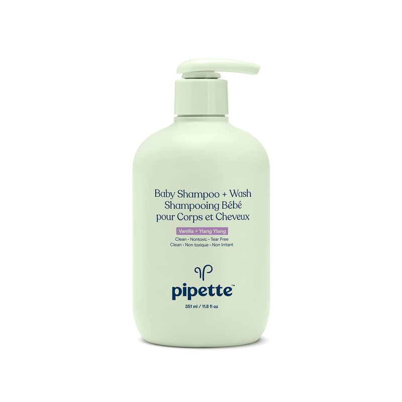 Pipette Baby Shampoo and Body Wash - Vanilla + Ylang Ylang, Tear-Free Bath Time, Hypoallergenic, Moisturizing Plant-Derived Squalane, Non-Toxic, Sulfate Free, 11.8 fl oz - Image 1