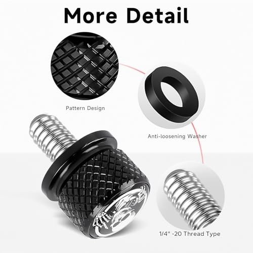MOCODUO Motorcycle Stainless Knurled Fender Rear Seat Bolt Screw 1/4"-20 Thread for Harley Davidson Touring Sportster Softail Dyna CVO Fatbob Electra Glide Street Glide 1996-2025 Chrome - Image 4