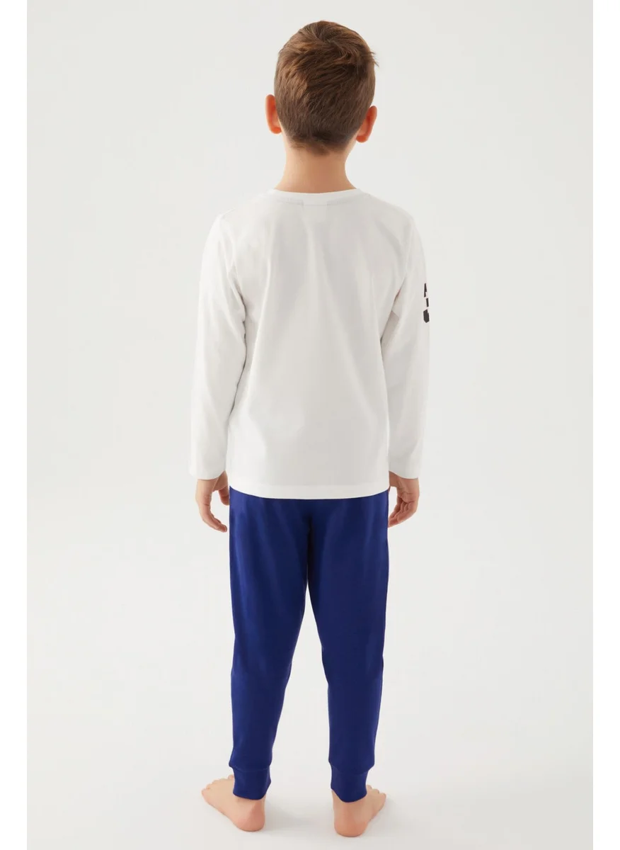 U.S. Polo Assn. Cream Melange Boys Pajama Set