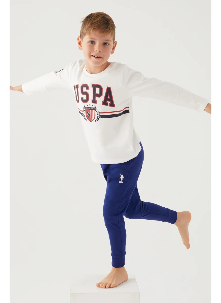 U.S. Polo Assn. Cream Melange Boys Pajama Set