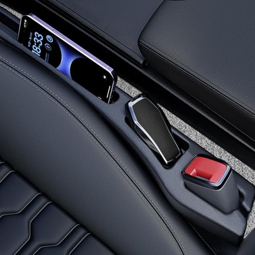 FOLUMAD Car Seat Gap Filler 2 Pack, Soft Foam Multifunctional Seat Side Gap Filler with Organizer, 2 in 1 Seat Crevice Blocker Stop Things from Dropping, Universal Vehicle Interior Accessories Black - Image 1