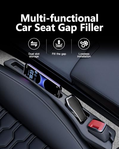 FOLUMAD Car Seat Gap Filler 2 Pack, Soft Foam Multifunctional Seat Side Gap Filler with Organizer, 2 in 1 Seat Crevice Blocker Stop Things from Dropping, Universal Vehicle Interior Accessories Black - Image 3
