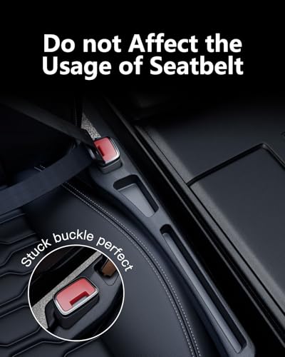 FOLUMAD Car Seat Gap Filler 2 Pack, Soft Foam Multifunctional Seat Side Gap Filler with Organizer, 2 in 1 Seat Crevice Blocker Stop Things from Dropping, Universal Vehicle Interior Accessories Black - Image 4