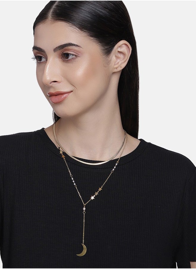 Just Peachy Just Peachy White Gold-Plated Layered Beaded Necklace – Elegant Multi-Layer Design with Bead Accents, Lightweight & Comfortable, Hypoallergenic Jewelry for Women, Perfect for Any Occasion  - Image 2