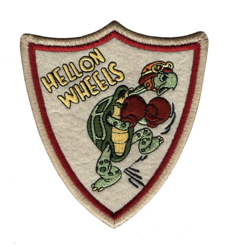 Generic Hellon Wheels Turtle Boxer Sports Applique Embroidered Sew-on Patch ; Size: 11.5cm x 10.5cm for Jackets, Bags, Caps, Jeans, Outdoor Clothing ; Imported from Malaysia (1 Piece). (Code: MSBX-1h)  - Image 1