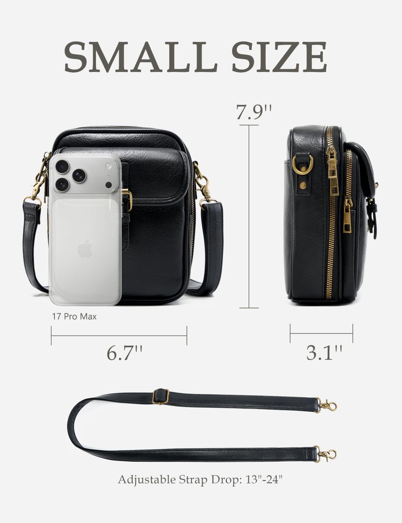 Yarnic Crossbody Bag for Women Men, Vegan Leather Anti-Theft Messenger Shoulder Bag, Vintage Cross Body Purse with Card Slots - Image 5