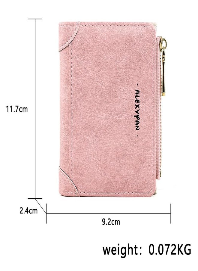 Alexvyan Compact Bifold Wallet with Zipper Pocket, PU Leather, Women's Purse Wallet Organizer Female Hand Clutch Women/Ladies/Girls Wallets Credit Card Holder - Pink - Image 2