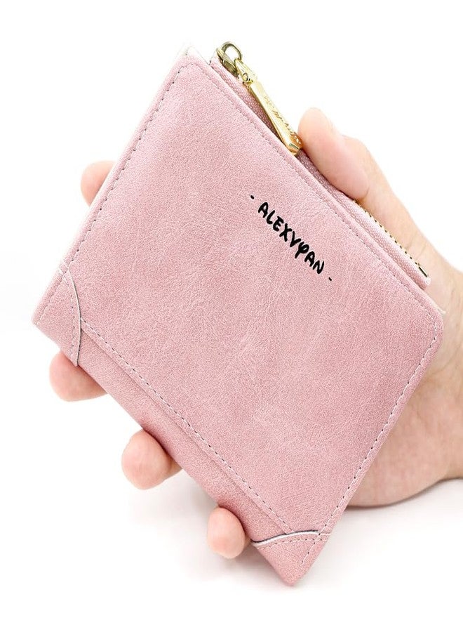 Alexvyan Compact Bifold Wallet with Zipper Pocket, PU Leather, Women's Purse Wallet Organizer Female Hand Clutch Women/Ladies/Girls Wallets Credit Card Holder - Pink - Image 3