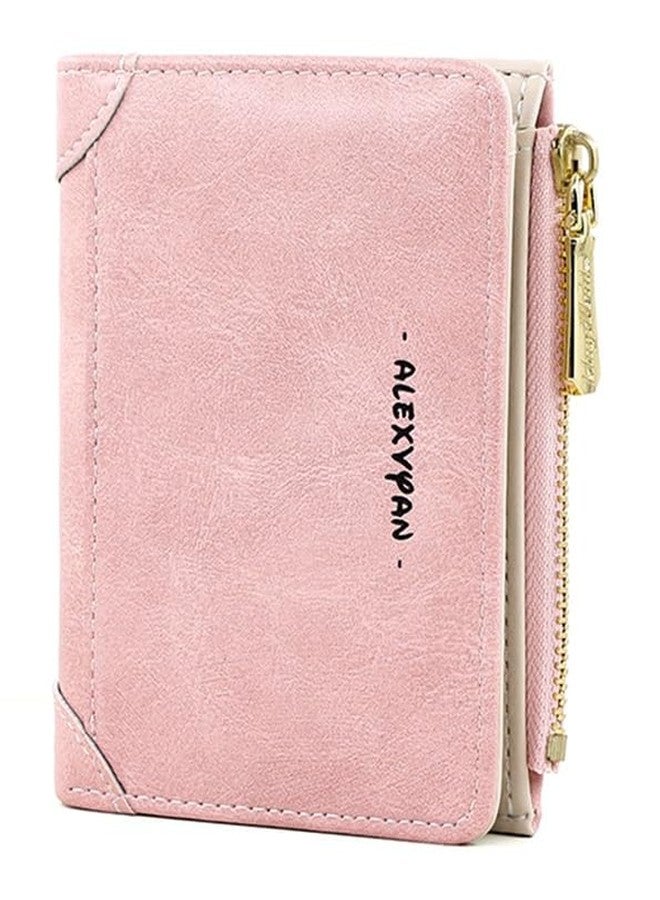 Alexvyan Compact Bifold Wallet with Zipper Pocket, PU Leather, Women's Purse Wallet Organizer Female Hand Clutch Women/Ladies/Girls Wallets Credit Card Holder - Pink - Image 1