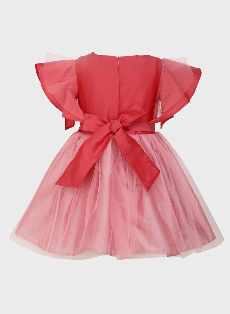 A Little Fable Kids Rose Tulle Dress