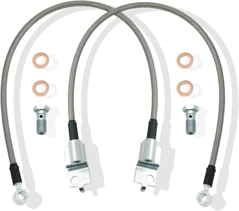 Marsram Stainless Steel Braid Extended Hydraulic Front Brake Lines for 1990-1995 Wrangler YJ | 4-6 Inch Lift - Image 1