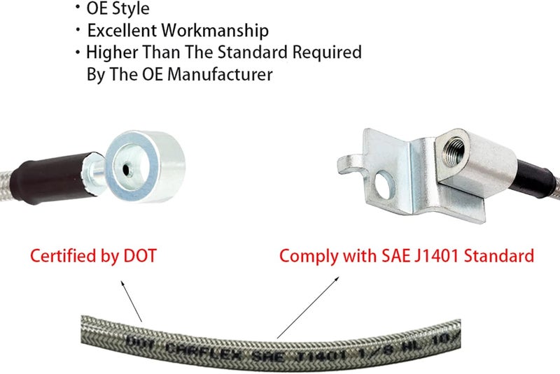 Marsram Stainless Steel Braid Extended Hydraulic Front Brake Lines for 1990-1995 Wrangler YJ | 4-6 Inch Lift - Image 5