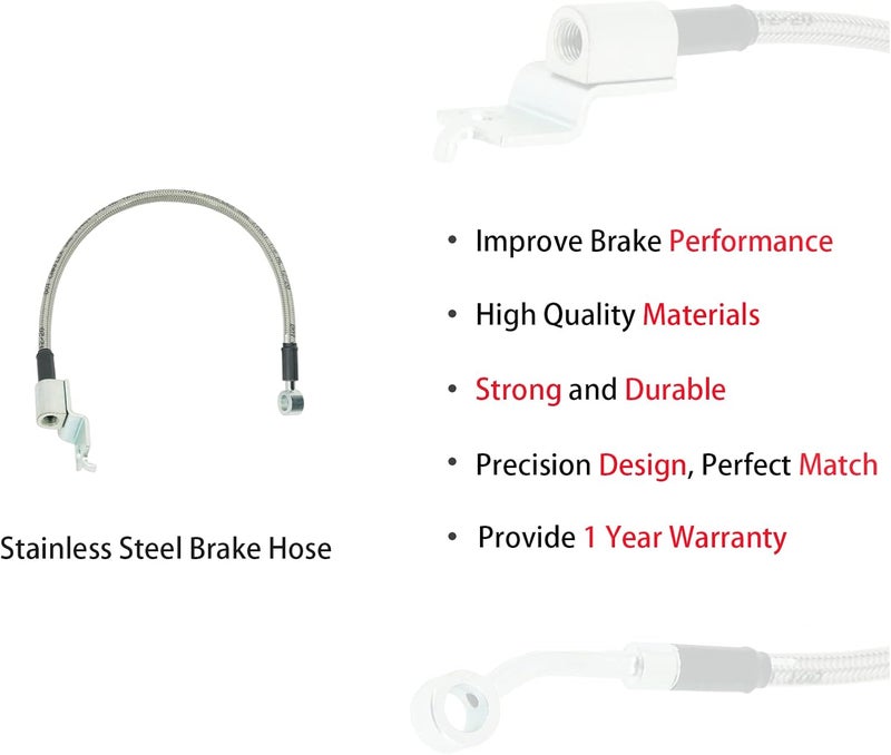 Marsram Stainless Steel Braid Extended Hydraulic Front Brake Lines for 1990-1995 Wrangler YJ | 4-6 Inch Lift - Image 2