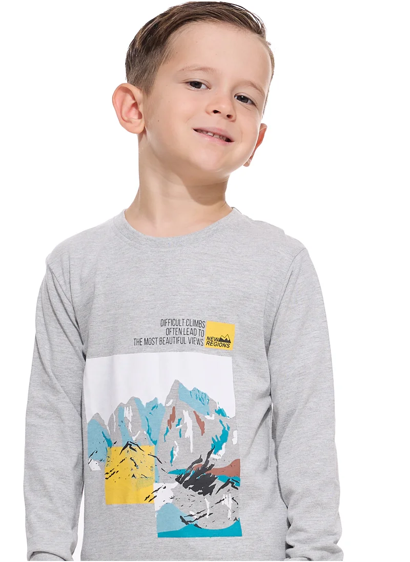 victor and jane Boys' Lt Grey Mil Long Tee (2 - 8yrs)