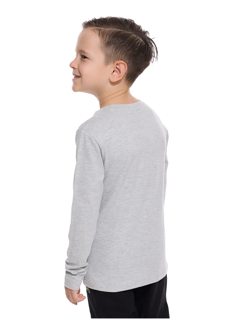 victor and jane Boys' Lt Grey Mil Long Tee (2 - 8yrs)