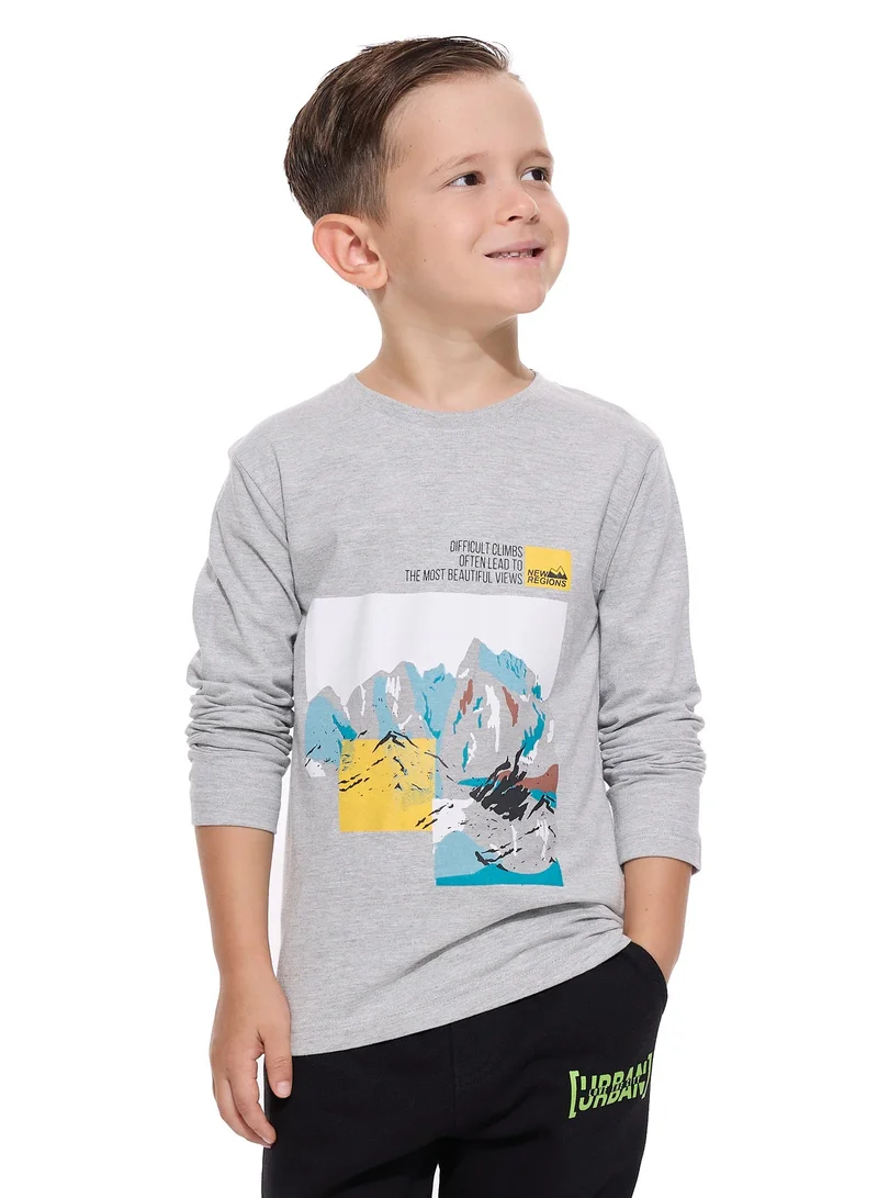 Boys' Lt Grey Mil Long Tee