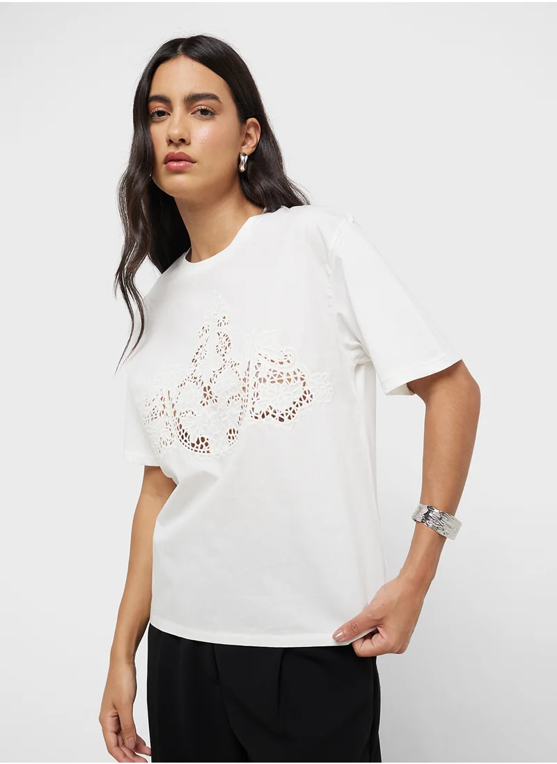 MANGO Embroidered Cotton T-Shirt