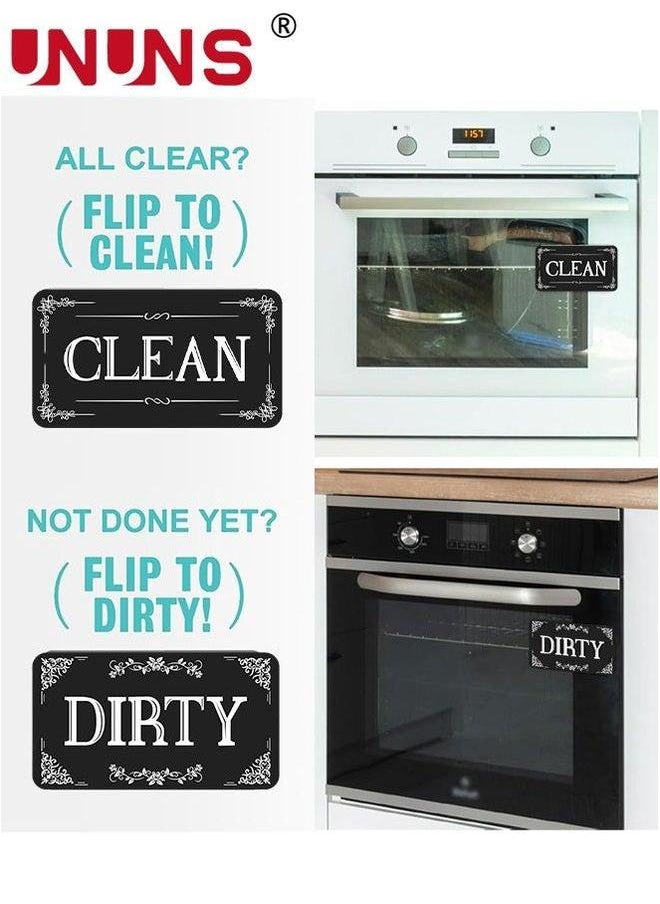 UNUNS - Dishwasher Magnet,2PCS Clean Dirty Magnet For Dishwasher,Upgrade Super Strong Magnet,Easy To Read Non-Scratch Magnetic Silver Indicator Sign With Clear,Black - Image 1