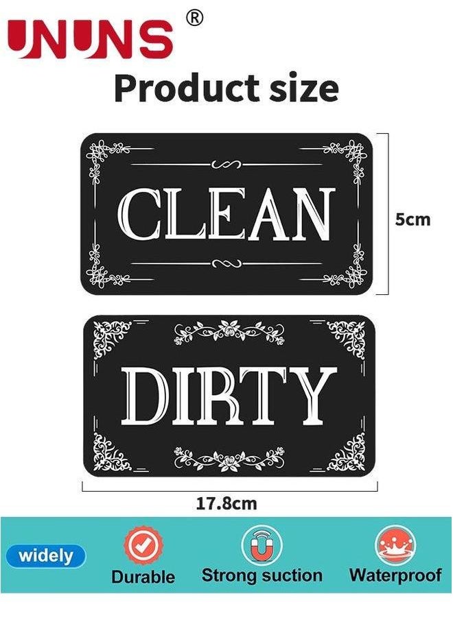 UNUNS - Dishwasher Magnet,2PCS Clean Dirty Magnet For Dishwasher,Upgrade Super Strong Magnet,Easy To Read Non-Scratch Magnetic Silver Indicator Sign With Clear,Black - Image 1