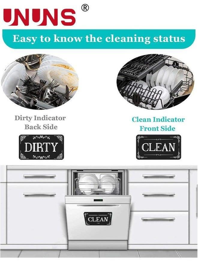 UNUNS - Dishwasher Magnet,2PCS Clean Dirty Magnet For Dishwasher,Upgrade Super Strong Magnet,Easy To Read Non-Scratch Magnetic Silver Indicator Sign With Clear,Black - Image 1