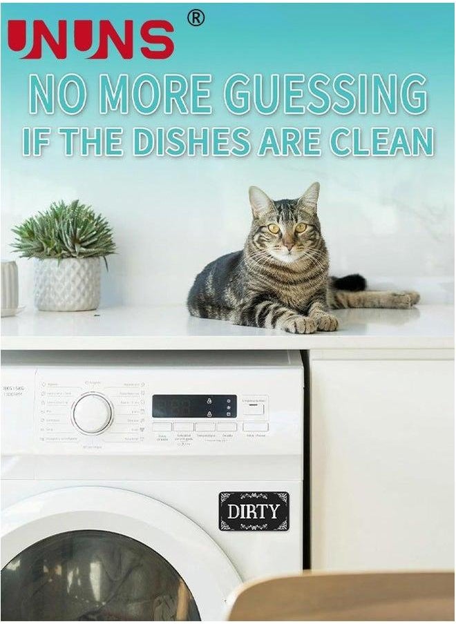 UNUNS - Dishwasher Magnet,2PCS Clean Dirty Magnet For Dishwasher,Upgrade Super Strong Magnet,Easy To Read Non-Scratch Magnetic Silver Indicator Sign With Clear,Black - Image 1