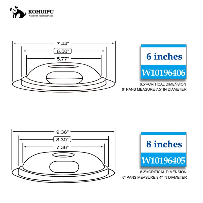 KOHUIPU أغطية موقد كهربائي بالتنقيط لدوامة W10278125 4 عبوات (2X6 بوصة و2X8 بوصة) - Image 3