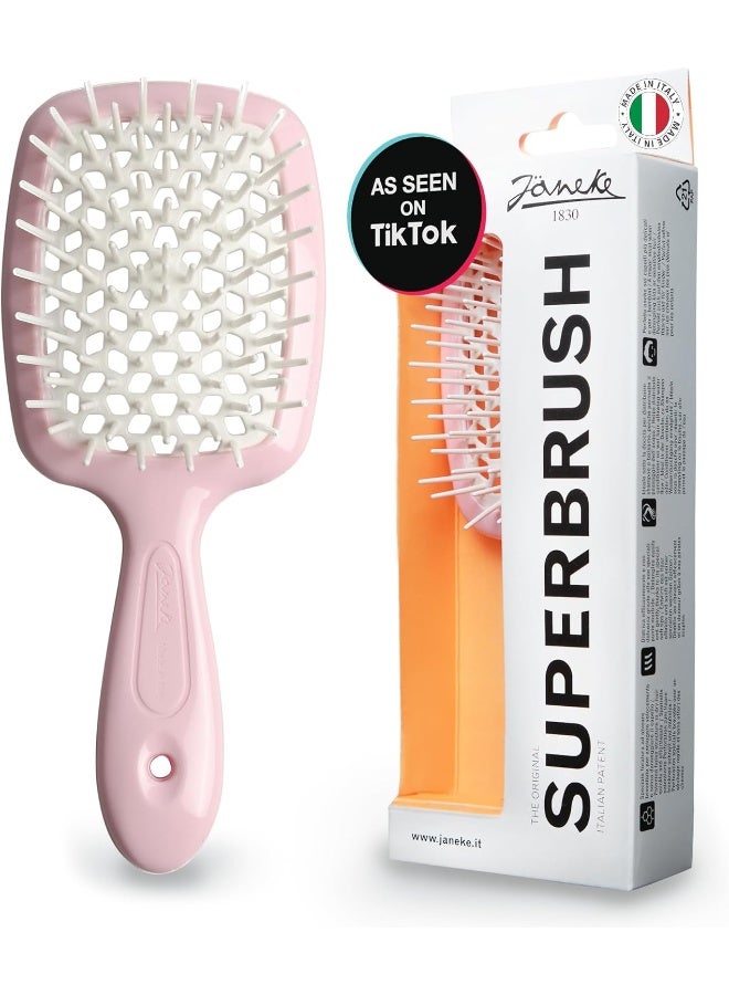 JANEKE Superbrush Detangler Brush Anti-Static Hairbrush Easy For Wet Or Dry Use Flexible With Nylon Bristle Great For All Hair Types - Long Thick Curly -The Original Italian Patent (Pink) - Image 1