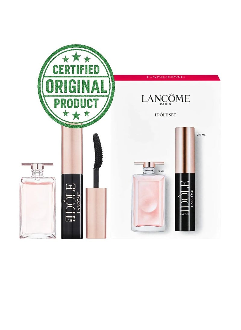 Lancome Paris Idole Gift Set | Idole Eau de Parfum 5ml + Lash Idole Mascara 2.5ml | Volumizing Mascara & Elegant Perfume for Radiant, Confident Look - Image 1
