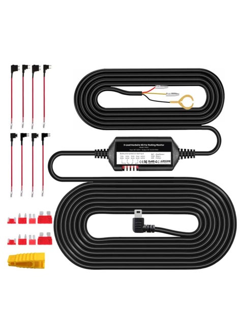 3-Lead ACC Hardwire Kit JYX02 Mini-USB Port for M550/M550 Max/M17 Dash Cam, 12ft with Fuse Kit, for Dash Camera 24H Parking Monitor, Converts 12V-24V to Output 5V/2.5A Max, Low Voltage Protection