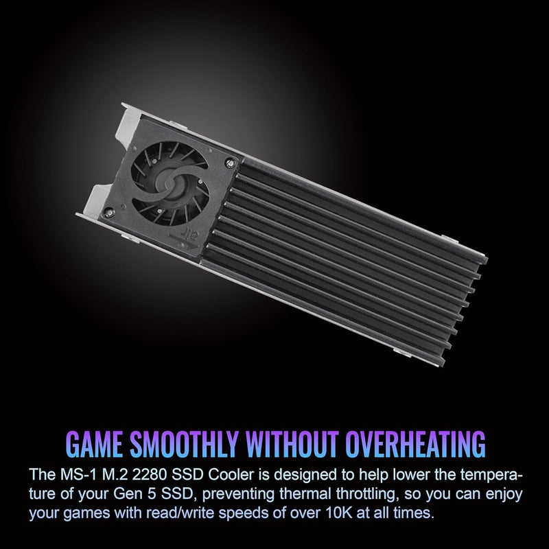 Thermaltake MS1 M2 2280 SSD Cooler Heatsink with 8000 RPM Micro Blower Fan CLO043AL02BLA - Image 3