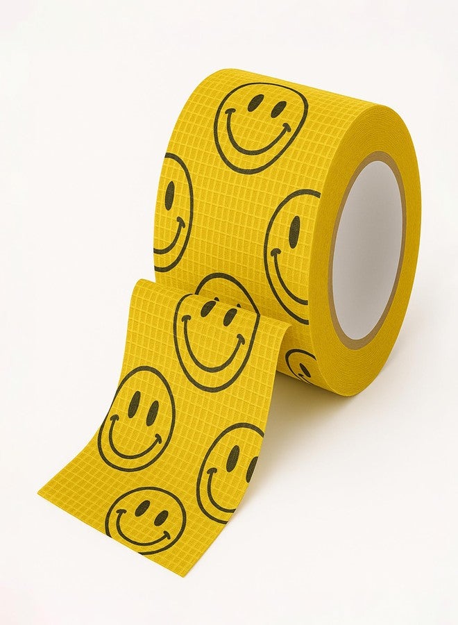 JorVet 2 Inches Cohesive Bandages | Fun Self-Adhesive Wrap for Animal Wound Care | Easy Tear, No Scissors Needed | Individually Wrapped Vet Tape, Secure & Flexible | Smiley Face Yellow | Pack of 12 - Image 1