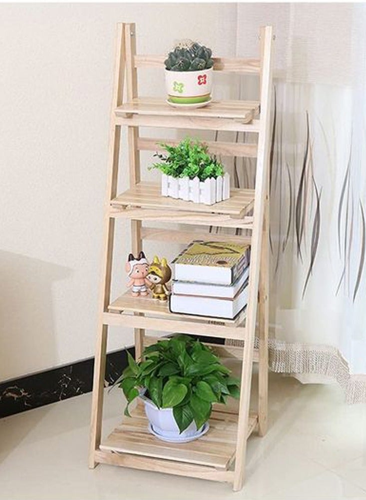 LINGWEI Wooden Foldable Flower Stand Display Stand Garden Decoration Item Plane Shelf Beige 42x114x32cm  - Image 3