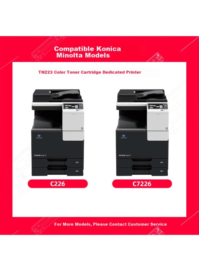 FUSICA Fuji Sakura Tn223y Toner Cartridge Compatible With Konica Minolta Original Bizhub C226 C266 C7222 C7226 C256 Yellow - Image 2