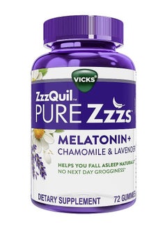 ZzzQuil Melatonin Sleep Aid Gummies 2mg , Natural Wildberry Vanilla Flavor, Non-Habit Forming 72 Gummies