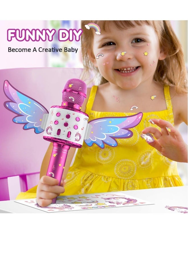 Generic - Unicorn Pink Microphone for Kids ,Perfect kids microphones for singing,Portable Wireless Karaoke Machine toy for Birthday Gift for 2 3 4 5 6 7 8 9 10 Years Old Wireless - Image 1