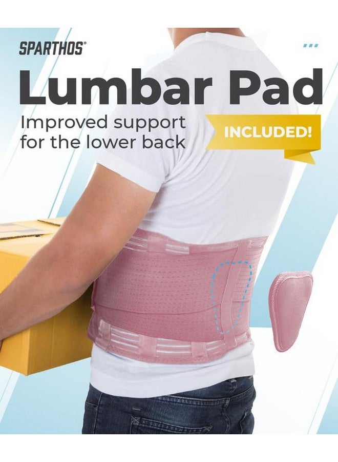Sparthos Back Brace for Lower Back Pain - Immediate Relief from Sciatica, Herniated Disc, Scoliosis - Breathable Design With Lumbar Support Pad - For Home & Lifting At Work, For Men & Women - (Pink-M) - Image 4