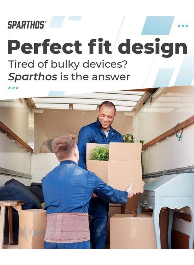 Sparthos Back Brace for Lower Back Pain - Immediate Relief from Sciatica, Herniated Disc, Scoliosis - Breathable Design With Lumbar Support Pad - For Home & Lifting At Work, For Men & Women - (Pink-M) - Image 3