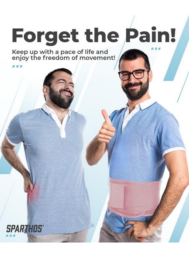 Sparthos Back Brace for Lower Back Pain - Immediate Relief from Sciatica, Herniated Disc, Scoliosis - Breathable Design With Lumbar Support Pad - For Home & Lifting At Work, For Men & Women - (Pink-M) - Image 1
