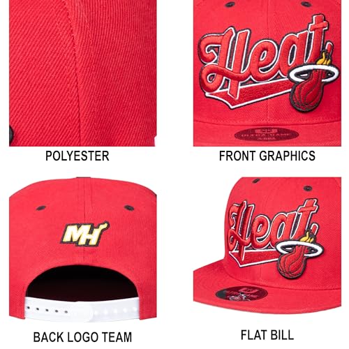 Ultra Game NBA Official Men’s Snap Back 3D Embroidered Team Logo Baseball Cap Hat - Unisex, Miami Heat, Team Color, 1SIZE - Image 5