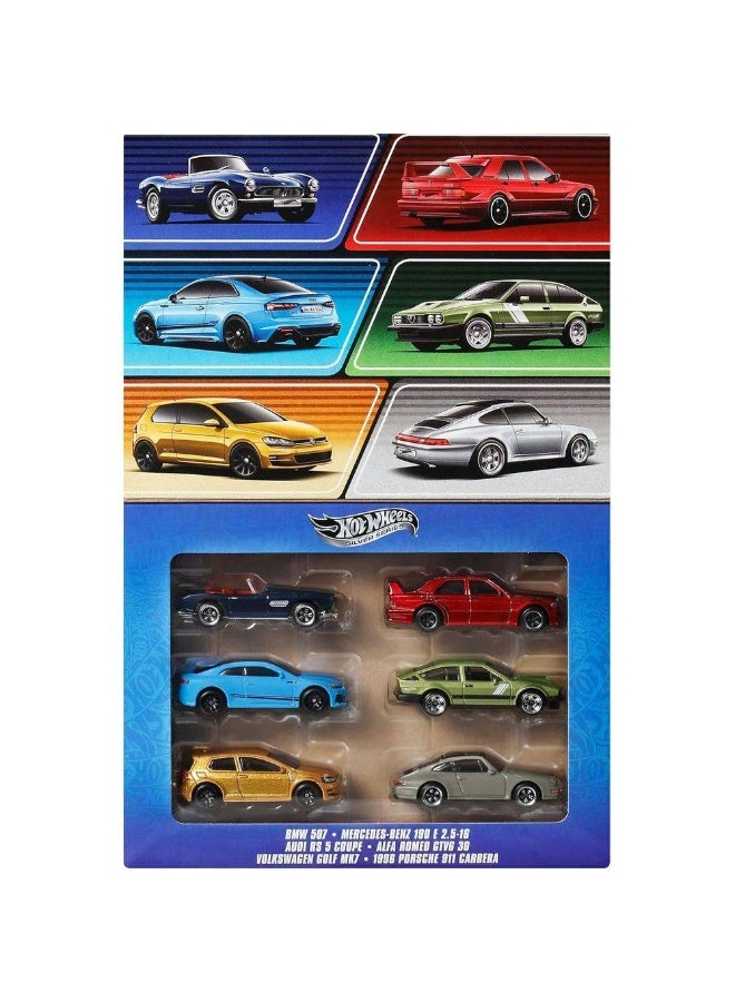 Hot Wheels سيارات هوت ويلز الفضية سلسلة الطراز الأوروبي مجموعة 6 سيارات مصبوبة (1:64) - Image 1