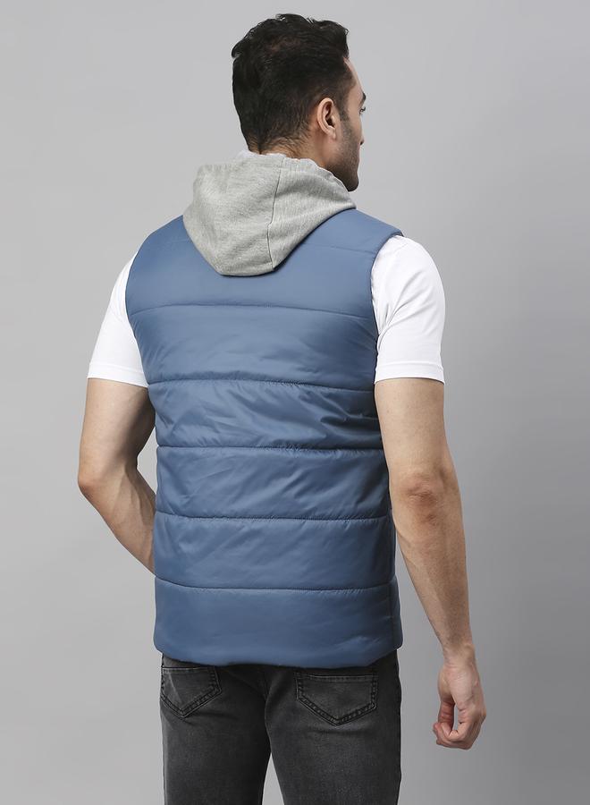 Dennis Lingo Bright Navy Regular Fit Men's Solid Hooded Sleeveless Polyester Jacket with Zipper Closure  - Image 5