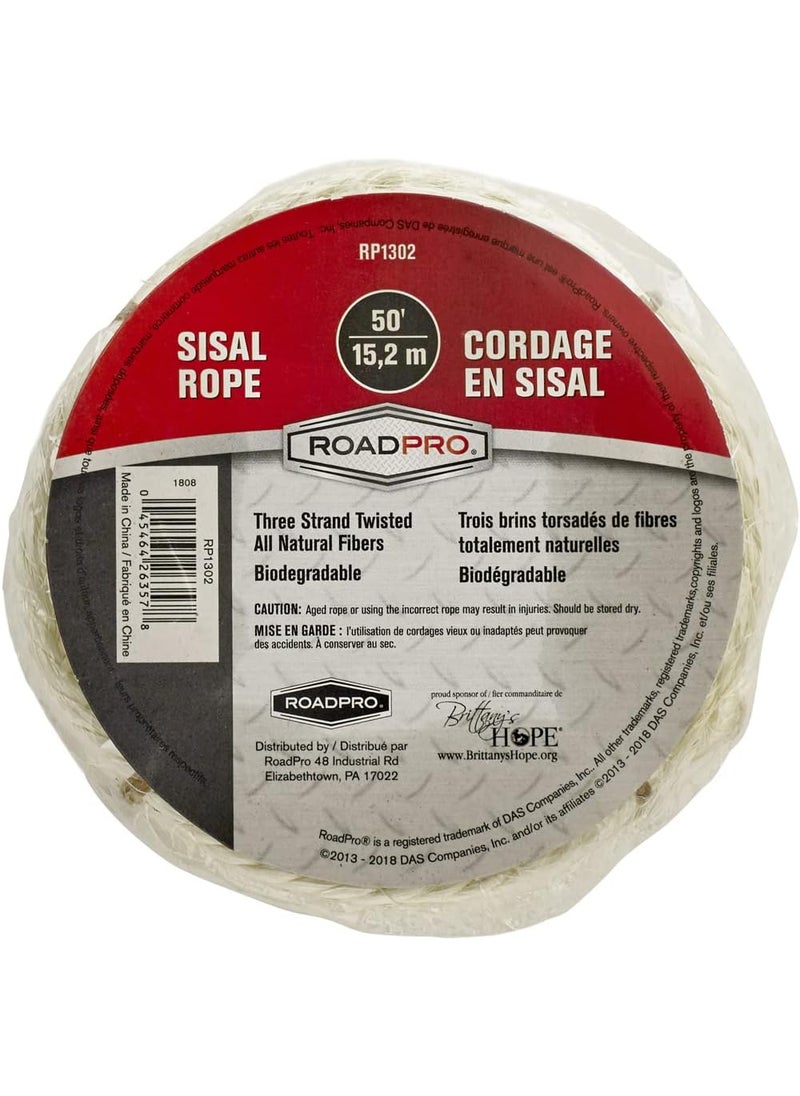 RoadPro RoadPro RP1302 14 Inch x 50 Foot 3Strand Twisted Sisal Rope  - Image 5