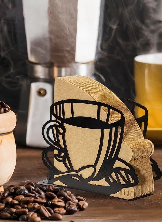 General Coffee Filter Paper Holder, Metal Coffee Filter Paper Container Counter Rack for Fan Shape, T Shape, Square Paper Filters for Home Kitchen Restaurant Picnic Party Wedding  - Image 1