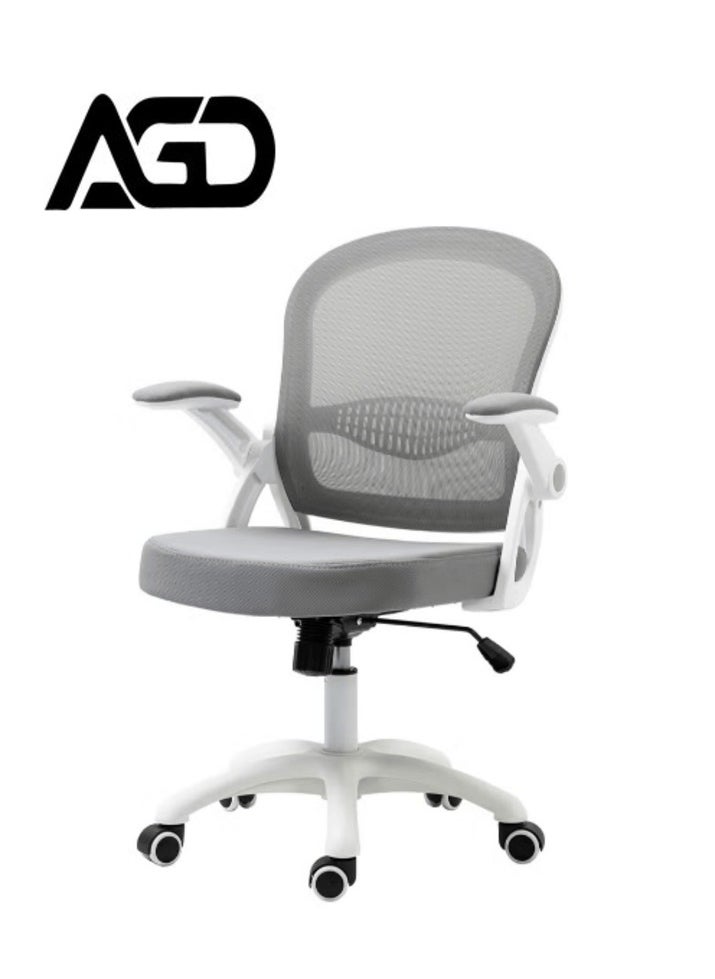 AGD Swivel Office Chair, Sleek Swivel Design Adjustable Mesh Low Backrest with Foldable Armrests and Comfortable Lumbar Support, Computer and Home Office Chair.  - Image 1