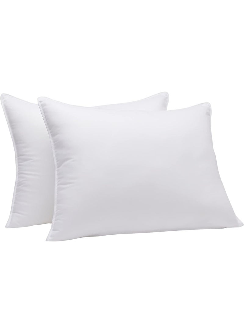 Standard Size Pack of 2 - Down Alternative Bed Pillows, Medium Density for Back and Side Sleepers, Stomach or Side Sleepers, Fluffy Pillows for Bed, White, 17 x 26 Inch - Image 1