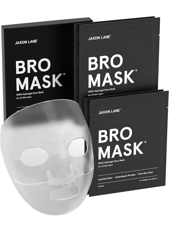 JAXON LANE - Bro Mask: Korean Face Mask For Men | 2 Pc. Hydrating Anti Aging Sheet Masks Contains Vitamin C, Vitamin E, Hyaluronic Acid, Hydrolyzed Collagen For Face Care & Acne Treatment (4 Pack) - Image 1