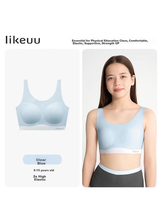 Like Uu Girls' Sports Bra, Breathable Girls' Student Color-block Camisole, Developmental Children's Underwear Vest - Image 3